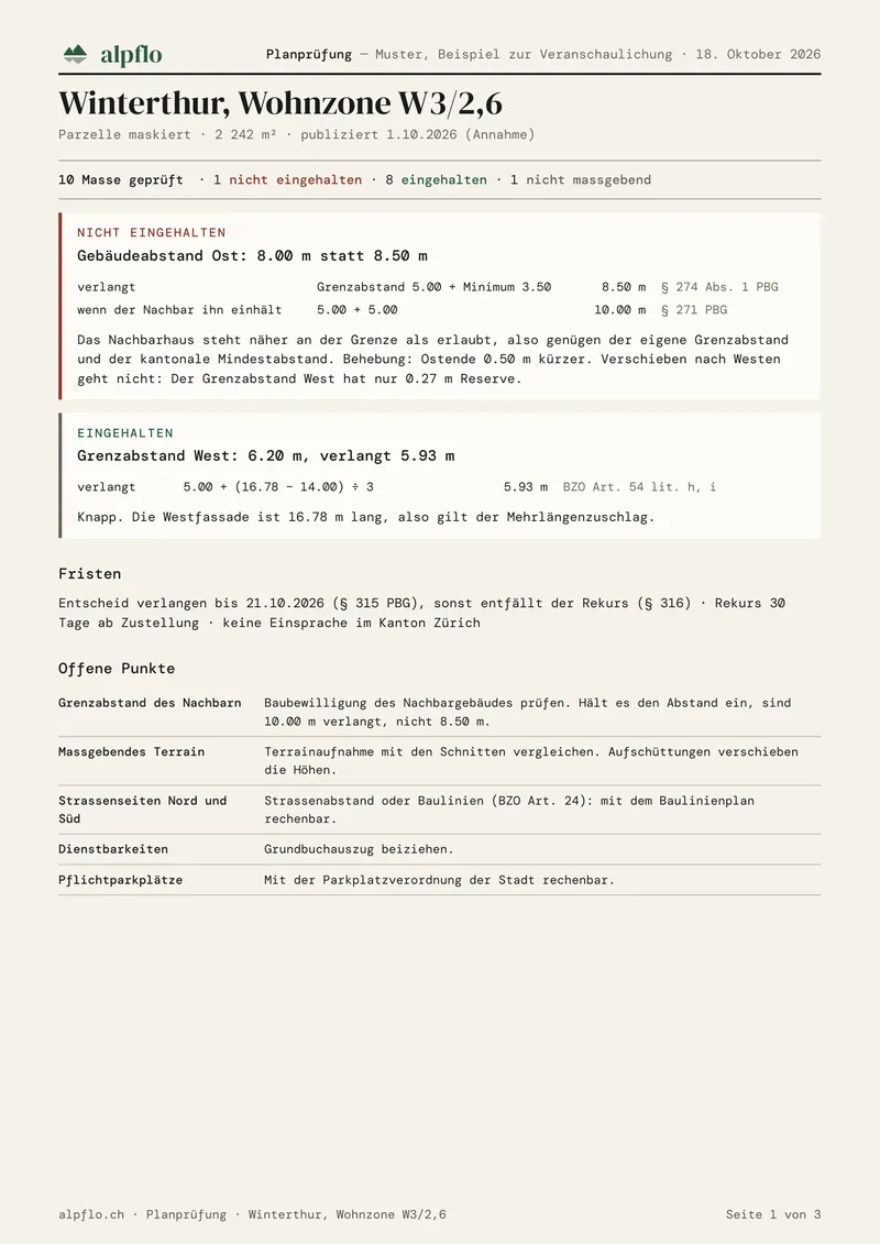Planprüfung · Seite 1 des Musterdokuments