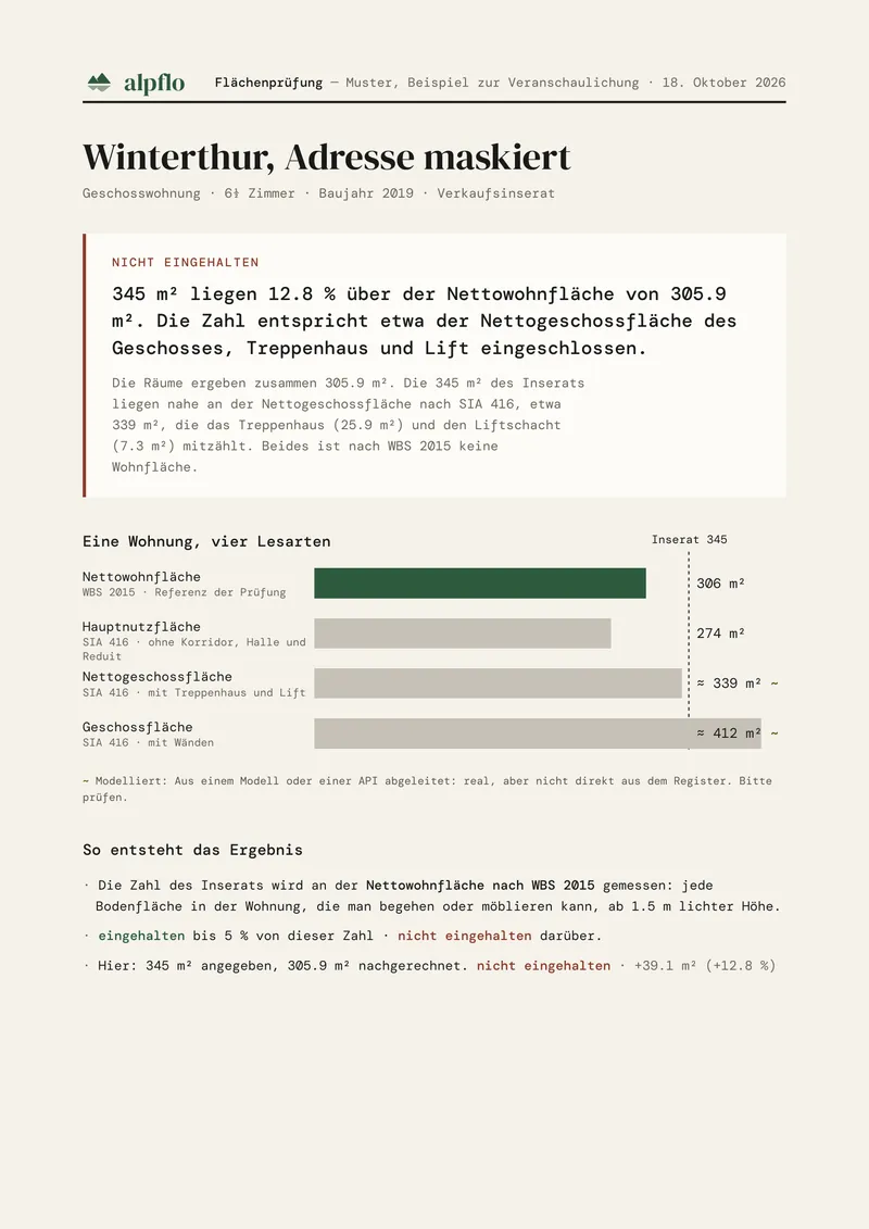 Flächenprüfung · Seite 1 des Musterdokuments